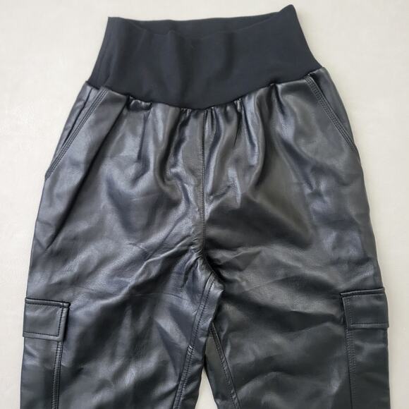 Cinq a Sept Giles Vegan Leather Cargo Joggers Pants Women's Small High Rise - Picture 3 of 9